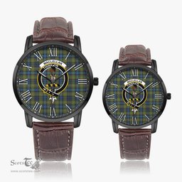 Scottish MacLellan Ancient Family Crest Quartz Watch With Leather Strap - Tartan Watch Instafamous Quartz Leather Strap Plaid Watch Scottish Plaid Tartan Plaid - ScotsTee - scotstee.com