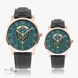 Scottish Shaw Ancient Family Crest Quartz Watch With Leather Strap - Tartan Watch Instafamous Quartz Leather Strap Plaid Watch Scottish Plaid Tartan Plaid - ScotsTee - scotstee.com