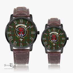 Scottish Macnaughton Hunting Family Crest Quartz Watch With Leather Strap - Tartan Watch Instafamous Quartz Leather Strap Plaid Watch Scottish Plaid Tartan Plaid - ScotsTee - scotstee.com