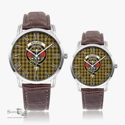 Scottish MacLeod Family Crest Quartz Watch With Leather Strap - Tartan Watch Instafamous Quartz Leather Strap Plaid Watch Scottish Plaid Tartan Plaid - ScotsTee - scotstee.com
