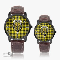 Scottish MacLeod of Lewis Modern Family Crest Quartz Watch With Leather Strap - Tartan Watch Instafamous Quartz Leather Strap Plaid Watch Scottish Plaid Tartan Plaid - ScotsTee - scotstee.com