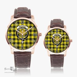 Scottish MacLeod of Lewis Modern Family Crest Quartz Watch With Leather Strap - Tartan Watch Instafamous Quartz Leather Strap Plaid Watch Scottish Plaid Tartan Plaid - ScotsTee - scotstee.com
