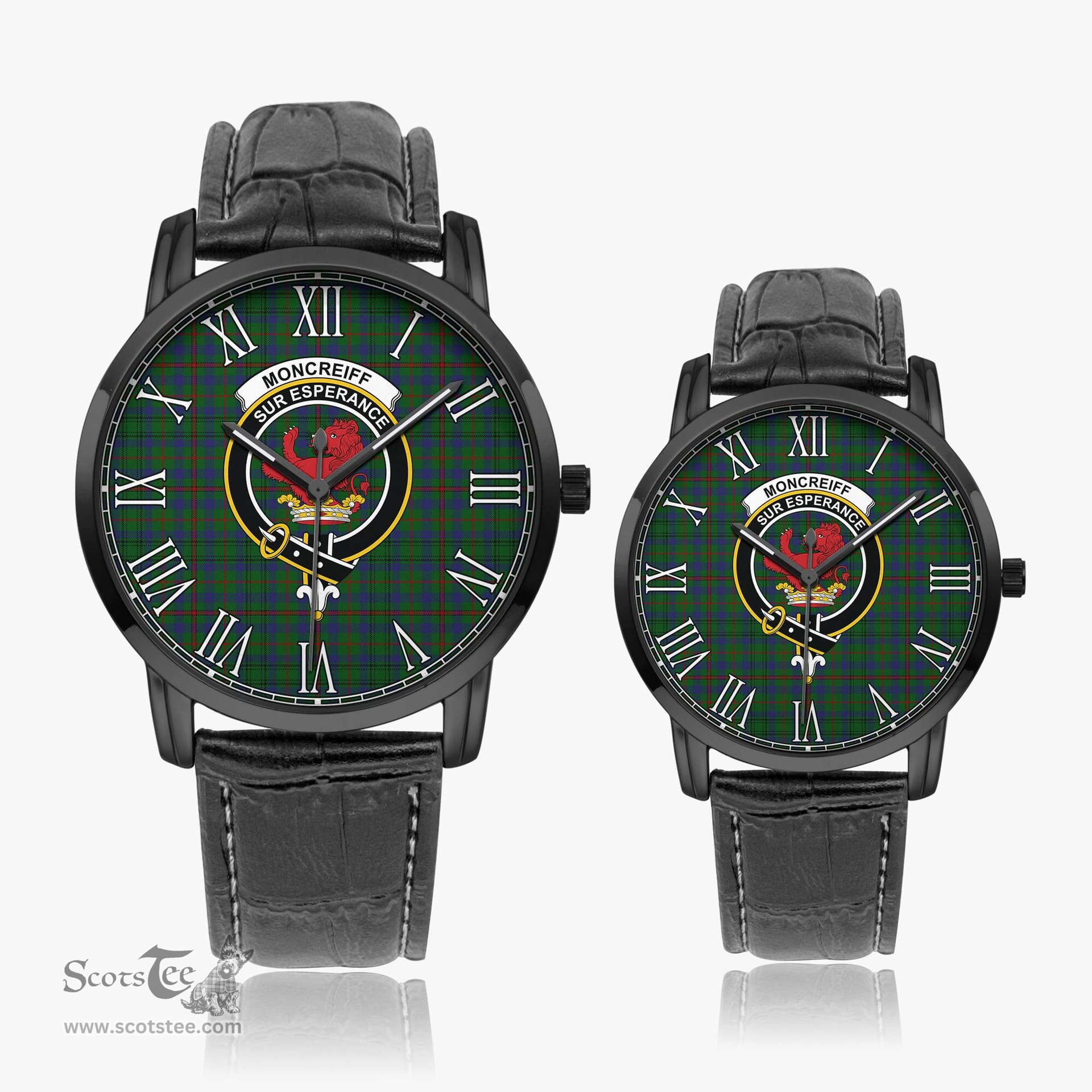 Scottish Moncrieff of Atholl Family Crest Quartz Watch With Leather Strap - Tartan Watch Instafamous Quartz Leather Strap Plaid Watch Scottish Plaid Tartan Plaid - ScotsTee - scotstee.com