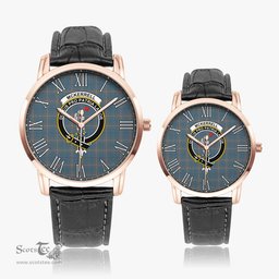 Scottish McKerrell of Hillhouse Dress Family Crest Quartz Watch With Leather Strap - Tartan Watch Instafamous Quartz Leather Strap Plaid Watch Scottish Plaid Tartan Plaid - ScotsTee - scotstee.com