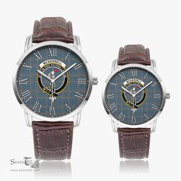 Scottish McKerrell of Hillhouse Dress Family Crest Quartz Watch With Leather Strap - Tartan Watch Instafamous Quartz Leather Strap Plaid Watch Scottish Plaid Tartan Plaid - ScotsTee - scotstee.com