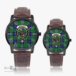 Scottish Monteith Family Crest Quartz Watch With Leather Strap - Tartan Watch Instafamous Quartz Leather Strap Plaid Watch Scottish Plaid Tartan Plaid - ScotsTee - scotstee.com