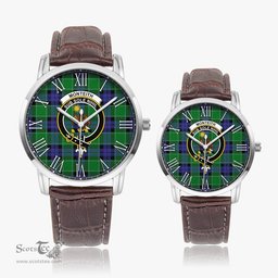 Scottish Monteith Family Crest Quartz Watch With Leather Strap - Tartan Watch Instafamous Quartz Leather Strap Plaid Watch Scottish Plaid Tartan Plaid - ScotsTee - scotstee.com