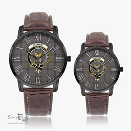 Scottish Stewart Grey Family Crest Quartz Watch With Leather Strap - Tartan Watch Instafamous Quartz Leather Strap Plaid Watch Scottish Plaid Tartan Plaid - ScotsTee - scotstee.com