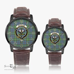 Scottish Whitelaw Family Crest Quartz Watch With Leather Strap - Tartan Watch Instafamous Quartz Leather Strap Plaid Watch Scottish Plaid Tartan Plaid - ScotsTee - scotstee.com