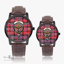Scottish Udny Family Crest Quartz Watch With Leather Strap - Tartan Watch Instafamous Quartz Leather Strap Plaid Watch Scottish Plaid Tartan Plaid - ScotsTee - scotstee.com
