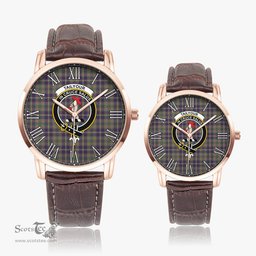 Scottish Taylor Weathered Family Crest Quartz Watch With Leather Strap - Tartan Watch Instafamous Quartz Leather Strap Plaid Watch Scottish Plaid Tartan Plaid - ScotsTee - scotstee.com