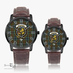 Scottish MacTavish Hunting Family Crest Quartz Watch With Leather Strap - Tartan Watch Instafamous Quartz Leather Strap Plaid Watch Scottish Plaid Tartan Plaid - ScotsTee - scotstee.com