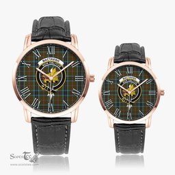Scottish MacTavish Hunting Family Crest Quartz Watch With Leather Strap - Tartan Watch Instafamous Quartz Leather Strap Plaid Watch Scottish Plaid Tartan Plaid - ScotsTee - scotstee.com