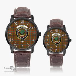 Scottish Seton Hunting Modern Family Crest Quartz Watch With Leather Strap - Tartan Watch Instafamous Quartz Leather Strap Plaid Watch Scottish Plaid Tartan Plaid - ScotsTee - scotstee.com