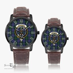 Scottish MacPhail Hunting Family Crest Quartz Watch With Leather Strap - Tartan Watch Instafamous Quartz Leather Strap Plaid Watch Scottish Plaid Tartan Plaid - ScotsTee - scotstee.com