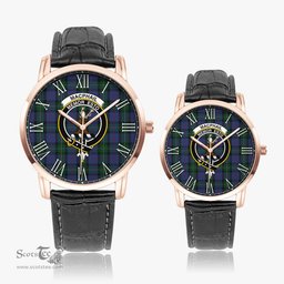 Scottish MacPhail Hunting Family Crest Quartz Watch With Leather Strap - Tartan Watch Instafamous Quartz Leather Strap Plaid Watch Scottish Plaid Tartan Plaid - ScotsTee - scotstee.com