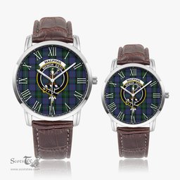 Scottish MacPhail Hunting Family Crest Quartz Watch With Leather Strap - Tartan Watch Instafamous Quartz Leather Strap Plaid Watch Scottish Plaid Tartan Plaid - ScotsTee - scotstee.com