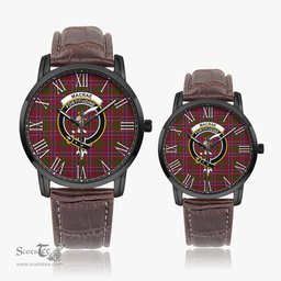 Scottish MacRae Red Family Crest Quartz Watch With Leather Strap - Tartan Watch Instafamous Quartz Leather Strap Plaid Watch Scottish Plaid Tartan Plaid - ScotsTee - scotstee.com