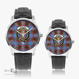 Scottish Skirving Family Crest Quartz Watch With Leather Strap - Tartan Watch Instafamous Quartz Leather Strap Plaid Watch Scottish Plaid Tartan Plaid - ScotsTee - scotstee.com