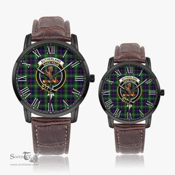Scottish Sutherland Modern Family Crest Quartz Watch With Leather Strap - Tartan Watch Instafamous Quartz Leather Strap Plaid Watch Scottish Plaid Tartan Plaid - ScotsTee - scotstee.com