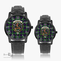 Scottish Sutherland Modern Family Crest Quartz Watch With Leather Strap - Tartan Watch Instafamous Quartz Leather Strap Plaid Watch Scottish Plaid Tartan Plaid - ScotsTee - scotstee.com