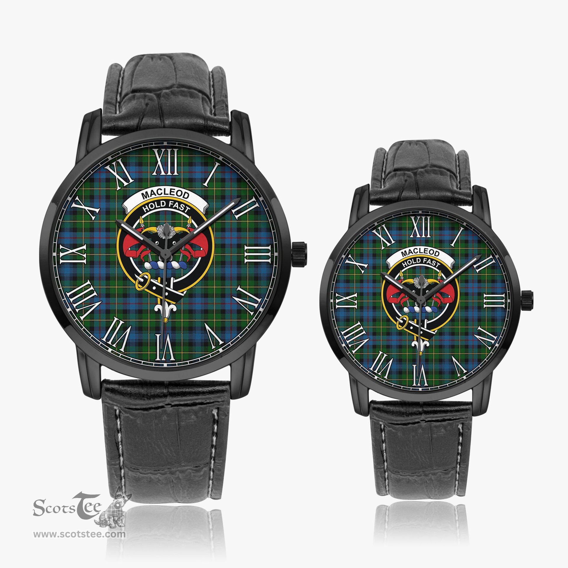 Scottish MacLeod of Skye Family Crest Quartz Watch With Leather Strap - Tartan Watch Instafamous Quartz Leather Strap Plaid Watch Scottish Plaid Tartan Plaid - ScotsTee - scotstee.com