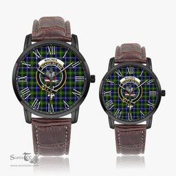 Scottish MacNeil of Barra Modern Family Crest Quartz Watch With Leather Strap - Tartan Watch Instafamous Quartz Leather Strap Plaid Watch Scottish Plaid Tartan Plaid - ScotsTee - scotstee.com