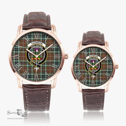 Scottish Thomson Hunting Modern Family Crest Quartz Watch With Leather Strap - Tartan Watch Instafamous Quartz Leather Strap Plaid Watch Scottish Plaid Tartan Plaid - ScotsTee - scotstee.com