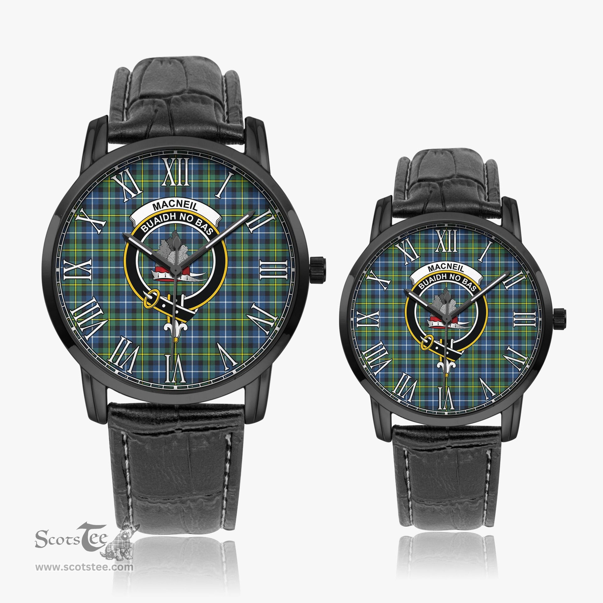 Scottish MacNeil of Barra Ancient Family Crest Quartz Watch With Leather Strap - Tartan Watch Instafamous Quartz Leather Strap Plaid Watch Scottish Plaid Tartan Plaid - ScotsTee - scotstee.com