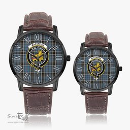 Scottish MacTavish Dress Family Crest Quartz Watch With Leather Strap - Tartan Watch Instafamous Quartz Leather Strap Plaid Watch Scottish Plaid Tartan Plaid - ScotsTee - scotstee.com