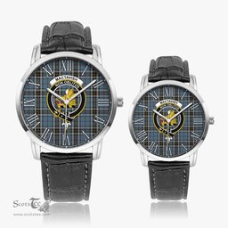 Scottish MacTavish Dress Family Crest Quartz Watch With Leather Strap - Tartan Watch Instafamous Quartz Leather Strap Plaid Watch Scottish Plaid Tartan Plaid - ScotsTee - scotstee.com