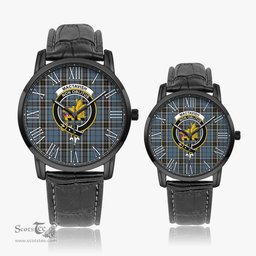 Scottish MacTavish Dress Family Crest Quartz Watch With Leather Strap - Tartan Watch Instafamous Quartz Leather Strap Plaid Watch Scottish Plaid Tartan Plaid - ScotsTee - scotstee.com