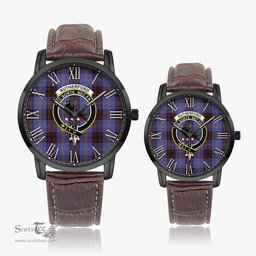 Scottish Rutherford Family Crest Quartz Watch With Leather Strap - Tartan Watch Instafamous Quartz Leather Strap Plaid Watch Scottish Plaid Tartan Plaid - ScotsTee - scotstee.com