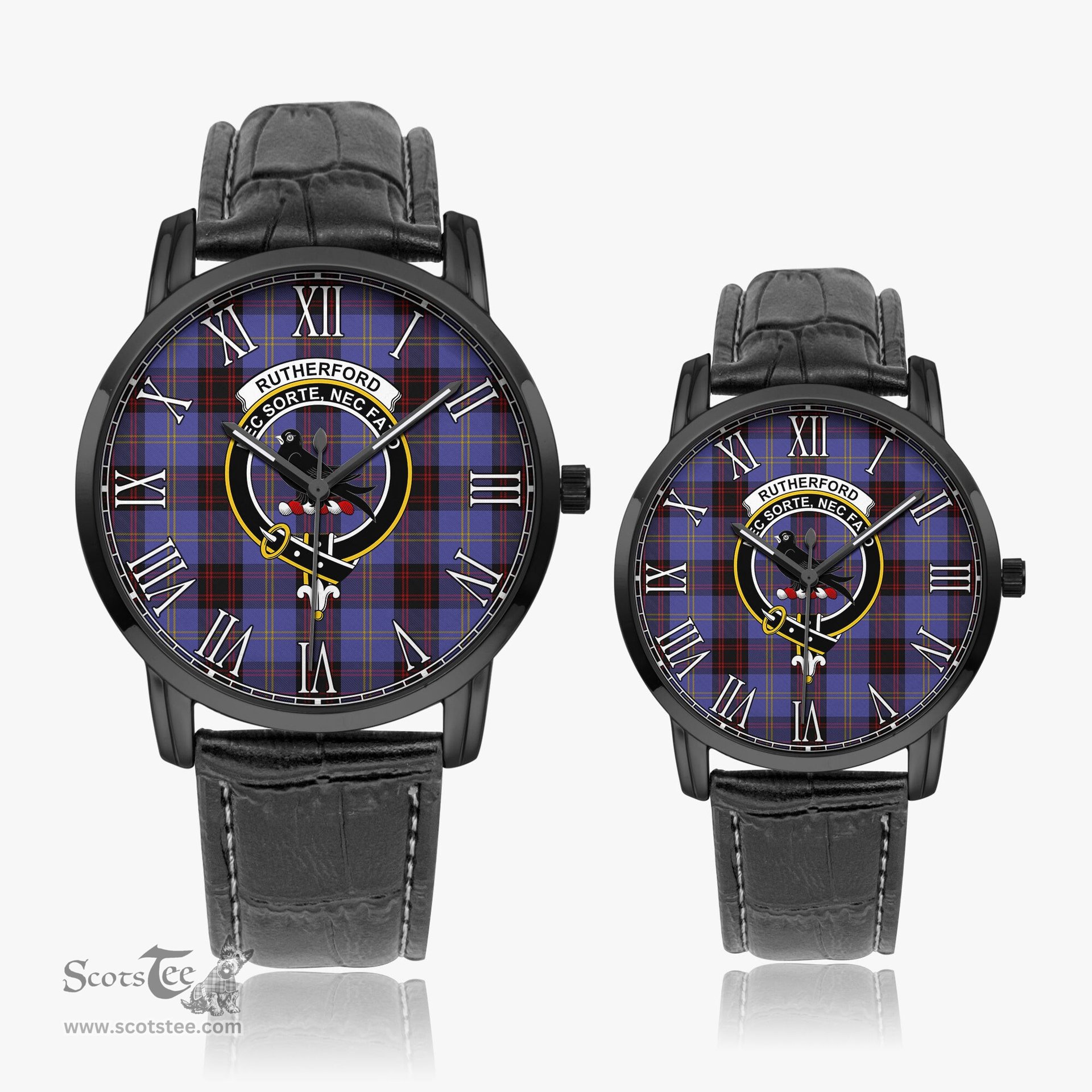 Scottish Rutherford Family Crest Quartz Watch With Leather Strap - Tartan Watch Instafamous Quartz Leather Strap Plaid Watch Scottish Plaid Tartan Plaid - ScotsTee - scotstee.com