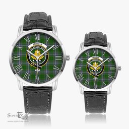 Scottish Pringle Family Crest Quartz Watch With Leather Strap - Tartan Watch Instafamous Quartz Leather Strap Plaid Watch Scottish Plaid Tartan Plaid - ScotsTee - scotstee.com