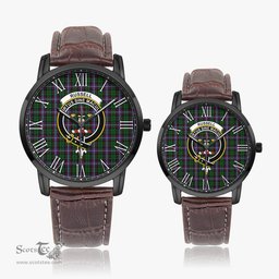 Scottish Russell Family Crest Quartz Watch With Leather Strap - Tartan Watch Instafamous Quartz Leather Strap Plaid Watch Scottish Plaid Tartan Plaid - ScotsTee - scotstee.com
