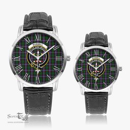 Scottish Russell Family Crest Quartz Watch With Leather Strap - Tartan Watch Instafamous Quartz Leather Strap Plaid Watch Scottish Plaid Tartan Plaid - ScotsTee - scotstee.com