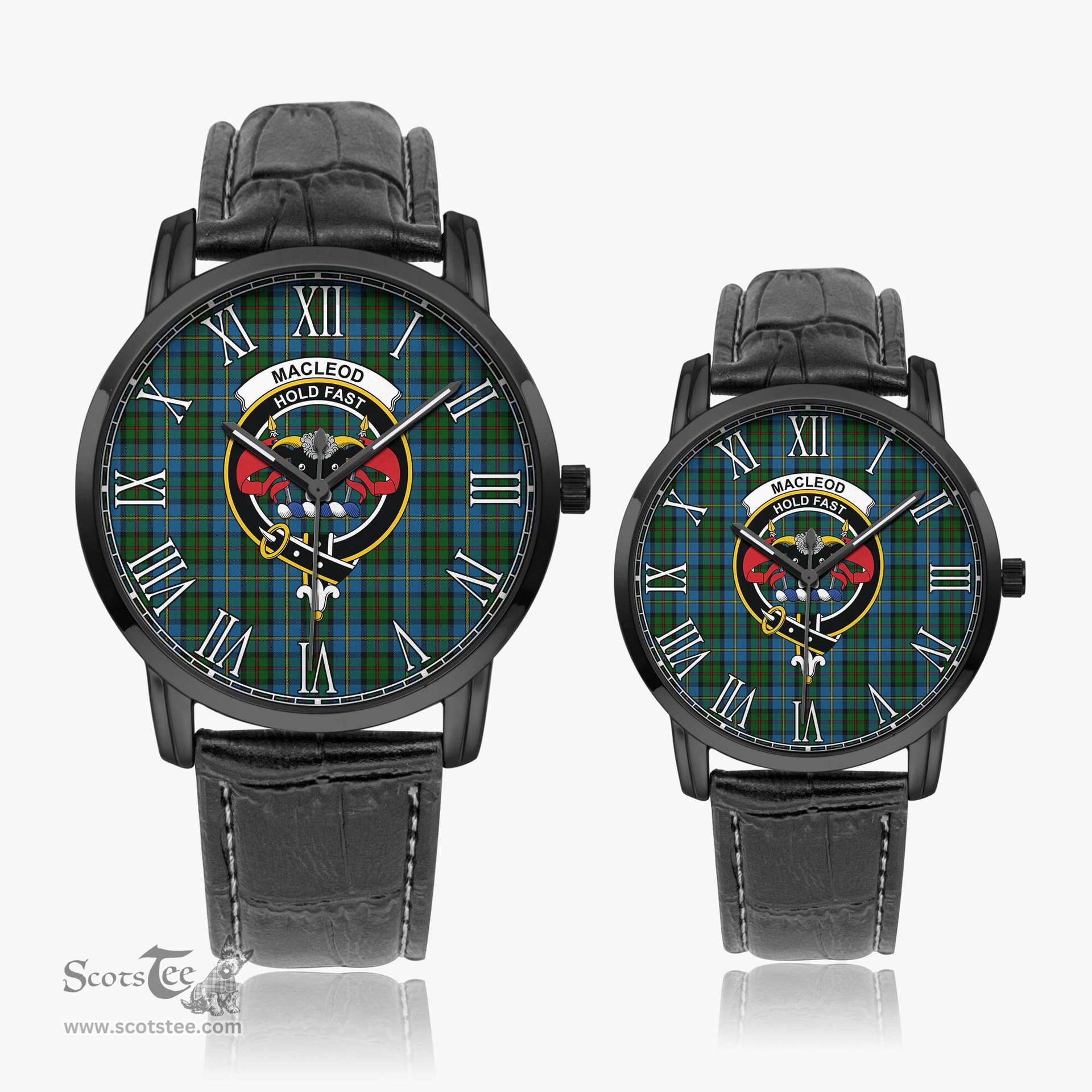 Scottish MacLeod Green Family Crest Quartz Watch With Leather Strap - Tartan Watch Instafamous Quartz Leather Strap Plaid Watch Scottish Plaid Tartan Plaid - ScotsTee - scotstee.com
