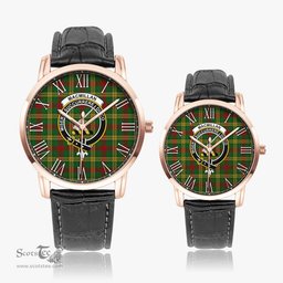 Scottish MacMillan Society of Glasgow Family Crest Quartz Watch With Leather Strap - Tartan Watch Instafamous Quartz Leather Strap Plaid Watch Scottish Plaid Tartan Plaid - ScotsTee - scotstee.com