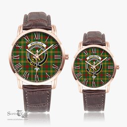 Scottish MacMillan Society of Glasgow Family Crest Quartz Watch With Leather Strap - Tartan Watch Instafamous Quartz Leather Strap Plaid Watch Scottish Plaid Tartan Plaid - ScotsTee - scotstee.com