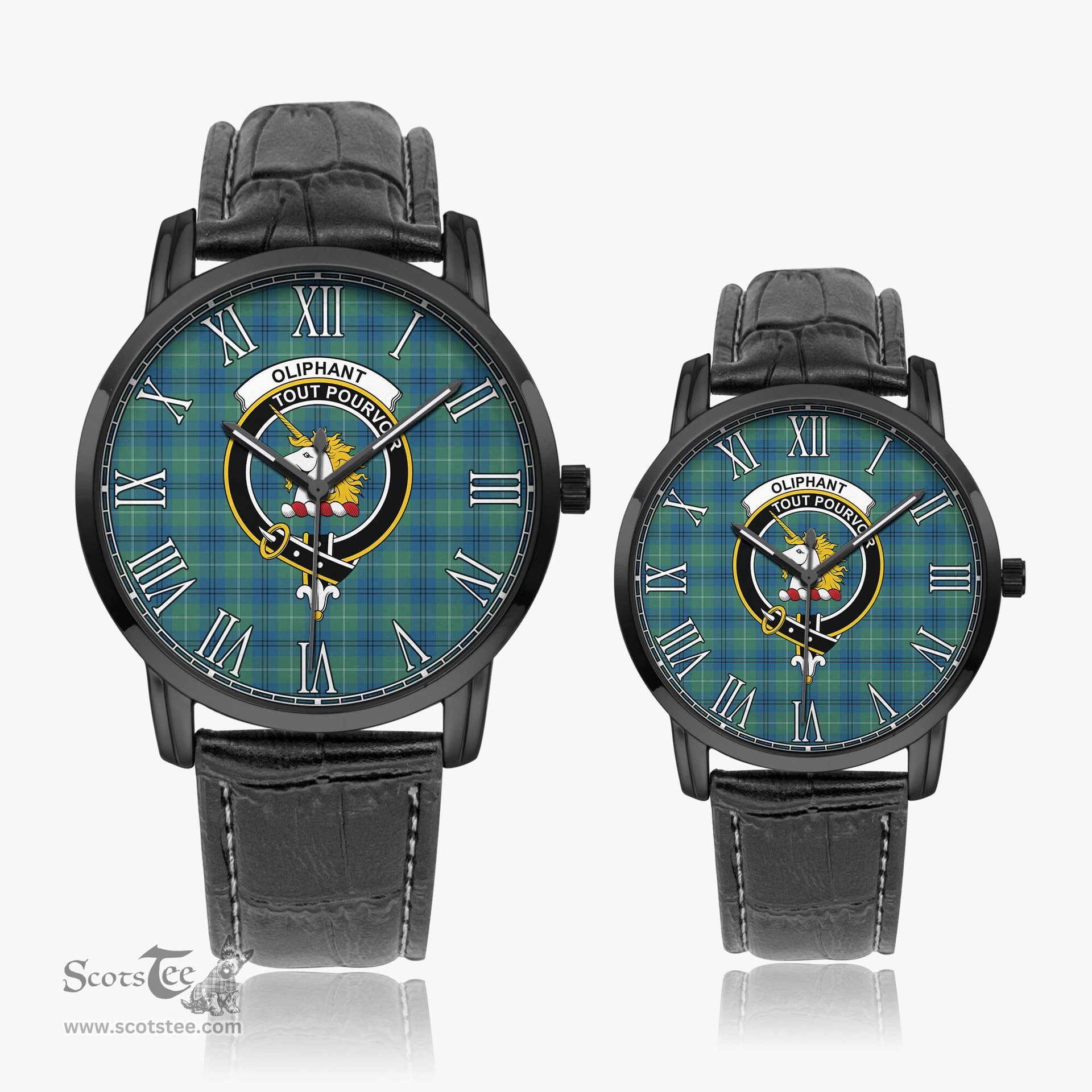 Scottish Oliphant Ancient Family Crest Quartz Watch With Leather Strap - Tartan Watch Instafamous Quartz Leather Strap Plaid Watch Scottish Plaid Tartan Plaid - ScotsTee - scotstee.com