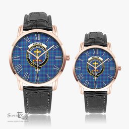 Scottish Mercer Modern Family Crest Quartz Watch With Leather Strap - Tartan Watch Instafamous Quartz Leather Strap Plaid Watch Scottish Plaid Tartan Plaid - ScotsTee - scotstee.com