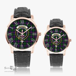 Scottish Morrison Modern Family Crest Quartz Watch With Leather Strap - Tartan Watch Instafamous Quartz Leather Strap Plaid Watch Scottish Plaid Tartan Plaid - ScotsTee - scotstee.com