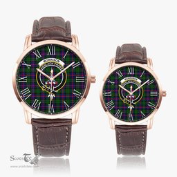 Scottish Morrison Modern Family Crest Quartz Watch With Leather Strap - Tartan Watch Instafamous Quartz Leather Strap Plaid Watch Scottish Plaid Tartan Plaid - ScotsTee - scotstee.com