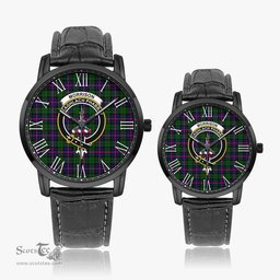 Scottish Morrison Modern Family Crest Quartz Watch With Leather Strap - Tartan Watch Instafamous Quartz Leather Strap Plaid Watch Scottish Plaid Tartan Plaid - ScotsTee - scotstee.com