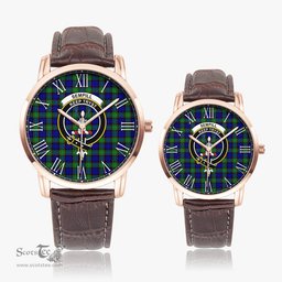 Scottish Sempill Modern Family Crest Quartz Watch With Leather Strap - Tartan Watch Instafamous Quartz Leather Strap Plaid Watch Scottish Plaid Tartan Plaid - ScotsTee - scotstee.com
