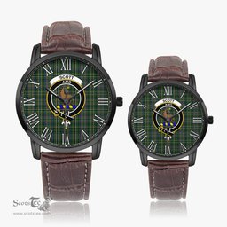 Scottish Scott Green Family Crest Quartz Watch With Leather Strap - Tartan Watch Instafamous Quartz Leather Strap Plaid Watch Scottish Plaid Tartan Plaid - ScotsTee - scotstee.com