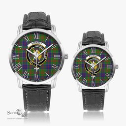 Scottish Stewart of Appin Hunting Modern Family Crest Quartz Watch With Leather Strap - Tartan Watch Instafamous Quartz Leather Strap Plaid Watch Scottish Plaid Tartan Plaid - ScotsTee - scotstee.com