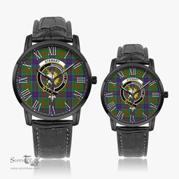 Scottish Stewart of Appin Hunting Modern Family Crest Quartz Watch With Leather Strap - Tartan Watch Instafamous Quartz Leather Strap Plaid Watch Scottish Plaid Tartan Plaid - ScotsTee - scotstee.com