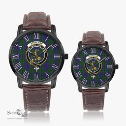 Scottish Strachan Family Crest Quartz Watch With Leather Strap - Tartan Watch Instafamous Quartz Leather Strap Plaid Watch Scottish Plaid Tartan Plaid - ScotsTee - scotstee.com